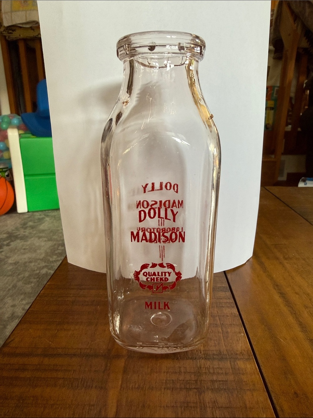 Dolly Madison Clear Glass Milk Bottle